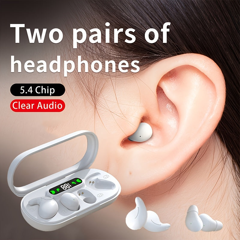 Two Pairs of Dual Touch Wireless Earphones with LED Display Screens, Long Battery Life, Stereo Sound Quality, Low Latency And Transparent Charging Case, Suitable for Couples And Games, Men'S Gifts, Valentine'S Day Gifts for Women