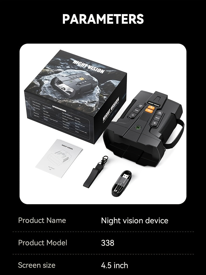INSKAM 4K Ultra HD Night Vision Binoculars with 4.5” Large Screen & 10X Digital Zoom - Night Vision with 5000mAh Battery- for Night Observation, Compatible for Camping, Hunting, Security - USB Charging, Ideal for s &