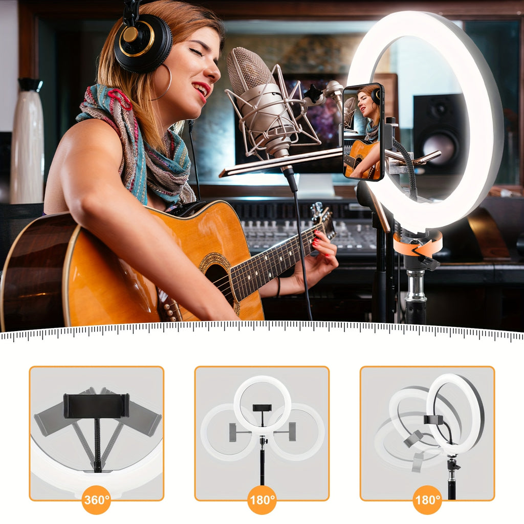 UEGOGO LED Photo Ring Light with 43-Inch Adjustable Stand Phone Holder, USB Powered Studio Lighting for Photography, Video Recording, And Streaming - Portable Circle Fill Light for Outdoor Use
