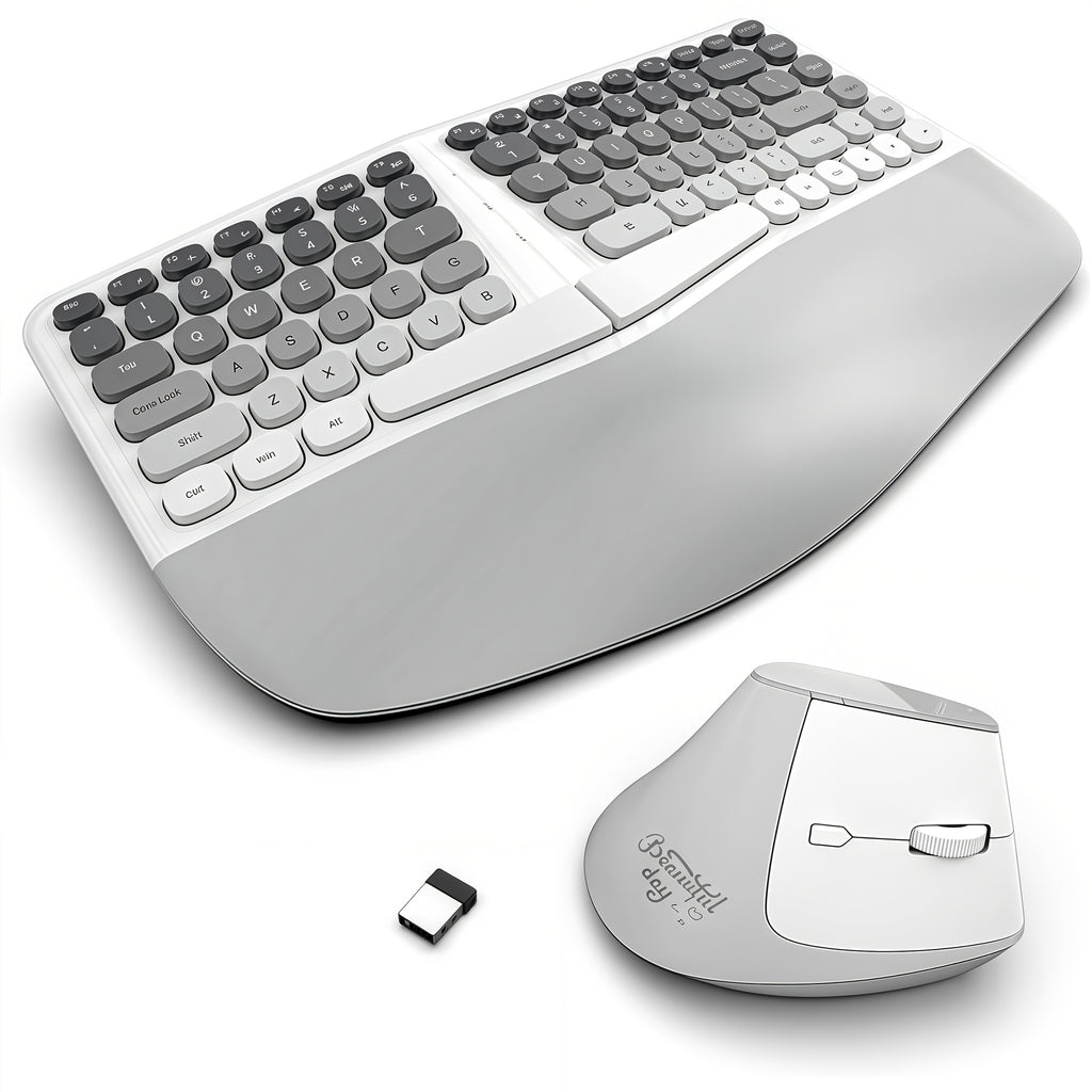 The New Keyboard And Mouse Set from KLZO Boasts an Ergonomic Design, Offers Support for The Wrists, Promotes Hand Health, Helps Prevent Tenosynovitis, Features Wireless Wireless Connectivity