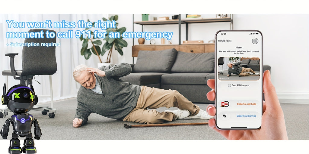 Indoor Security Camera, Pets & Baby Camera Monitor, 4MP QHD, 360° Panoramic Night Vision, 2-Way Audio, Motion Detection Alerts, 5G&2.4GHz WiFi Robot Camera, Alexa Compatible, Pet Camera Indoor With Phone App, Dog Cat Camera, Without Battery