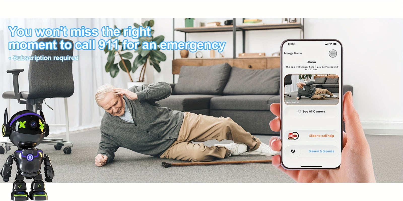 Indoor Security Camera, Pets & Baby Camera Monitor, 4MP QHD, 360° Panoramic Night Vision, 2-Way Audio, Motion Detection Alerts, 5G&2.4GHz WiFi Robot Camera, Alexa Compatible, Pet Camera Indoor With Phone App, Dog Cat Camera, Without Battery