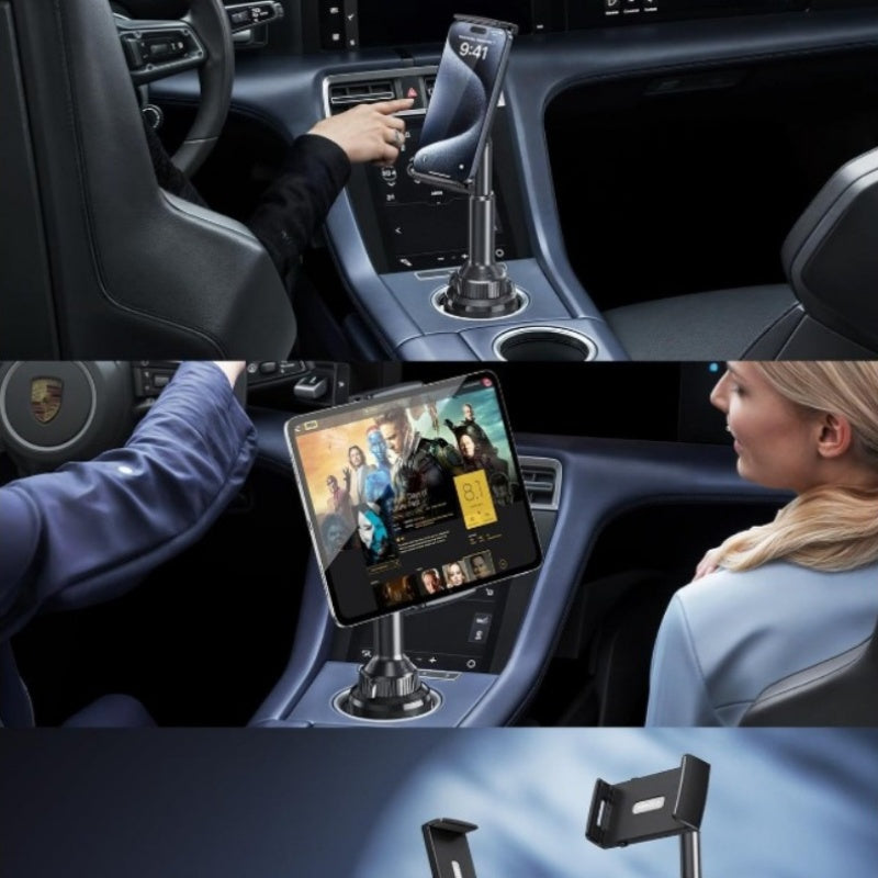 [Adjustable Car Tablet Holder] APPS2 Car Tablet Holder for Car, Adjustable Clamp Mount (Up to 8.3"), 10.57" Height Adjustable Ipad Holder for 4.3"-11" Cell Phones And Tablets, Perfect Travel Companion