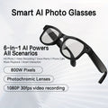 [1080P] KLZO's Latest 8-Megapixel Dual Camera Smart Glasses, Intelligent AI Glasses, Automatic Color Change, 1080P High-Definition Camera, 290mAh Long Battery Life, Dual Microphone High-Definition Calling, Air Conduction 360° 3 Surround Sound