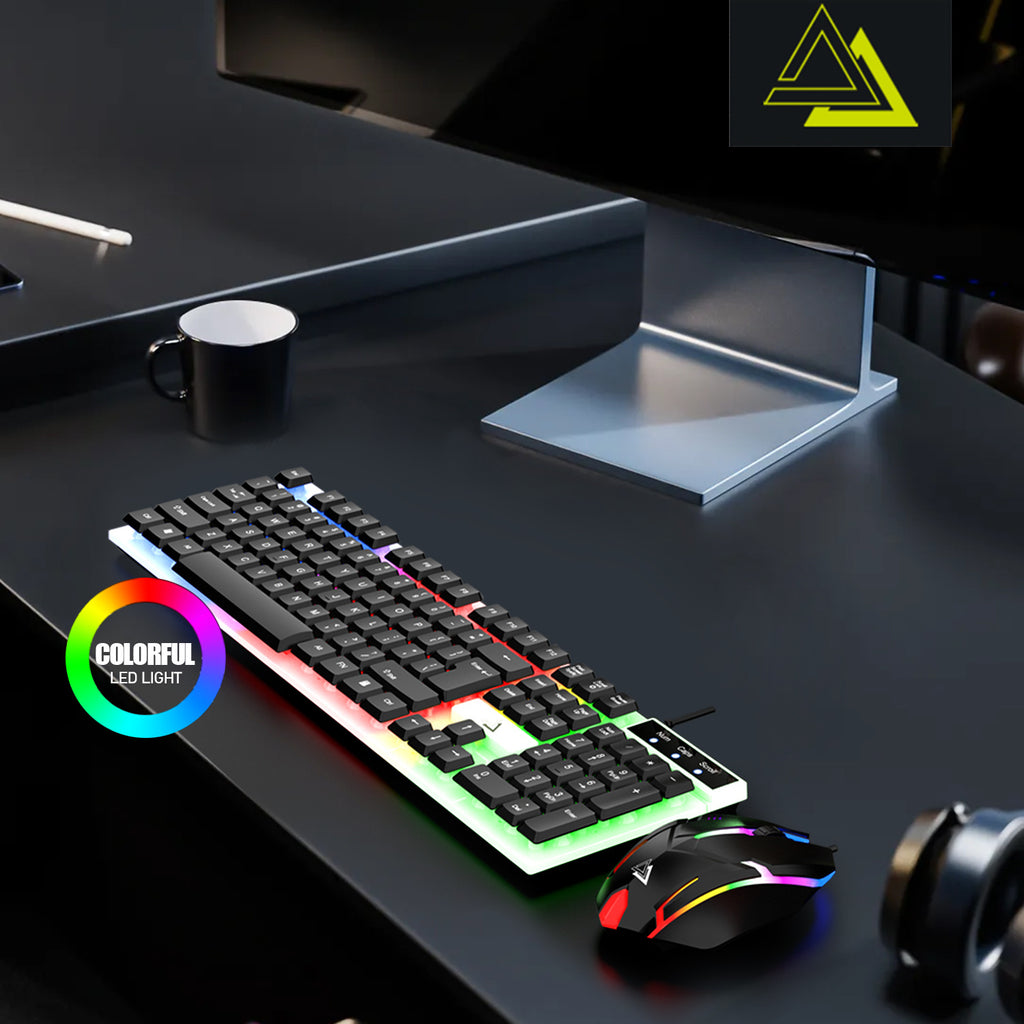Computer Desktop Gaming Keyboard and Mouse Set Wired USB Keyboard and Mouse Combo with Backlight for PC