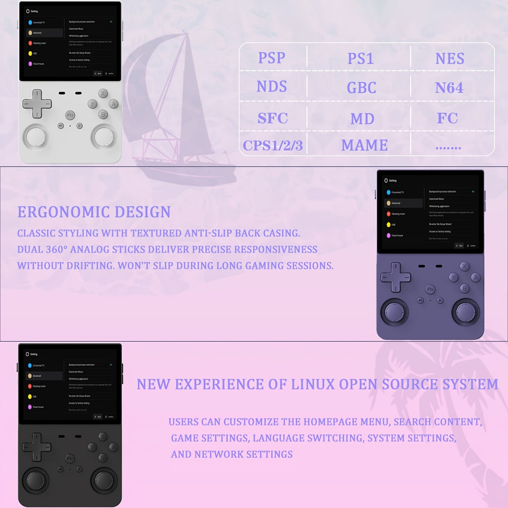 L35 Handheld Game Console - New Linux Open Source Gaming System - Supports Multiple Setups, Classic Emulators, 3.5 Inch IPS HD Display, Ultra-Long Battery Life, Perfect Holiday Gift (64G/128G)