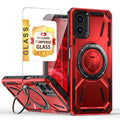 For Motorola Moto G 5G 2024 Phone Case, with Tempered Glass Screen Protector, Magnetic Circle Protective 360 Rotatable Magnetic Ring Stand Cover