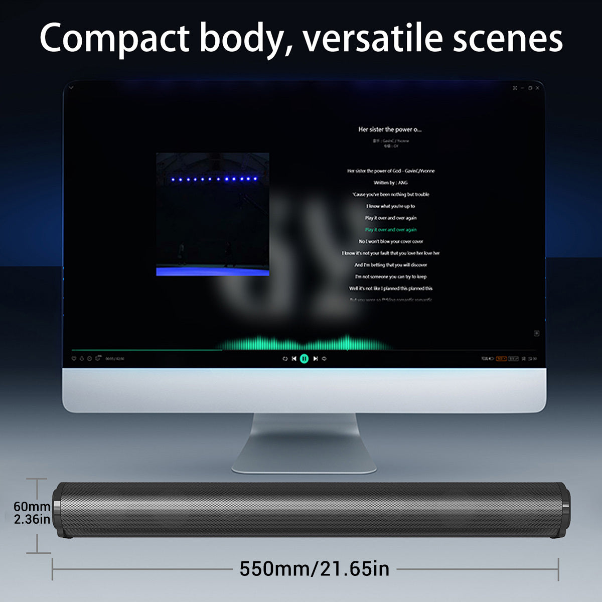 Separable All-in-One Home Theater Sound Bar, Surround Sound System TV Soundbar with 4pcs 5W Magnetic Speakers and 1pc Echo Tube, Supports Wireless, AUX Connection for PC/Gaming/Projectors, TWS, Black