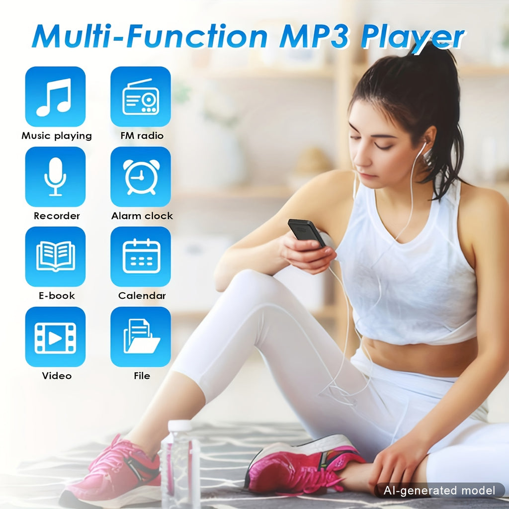 [Portable Wireless5.0] MP3 Player With Wireless & 64G Micro SD Card Build-In Speaker Wireless 5.0 Portable MP3 FM Radio Photo E-Book Reader 1.8 Inch Screen Supports Up To 64GB (Black)