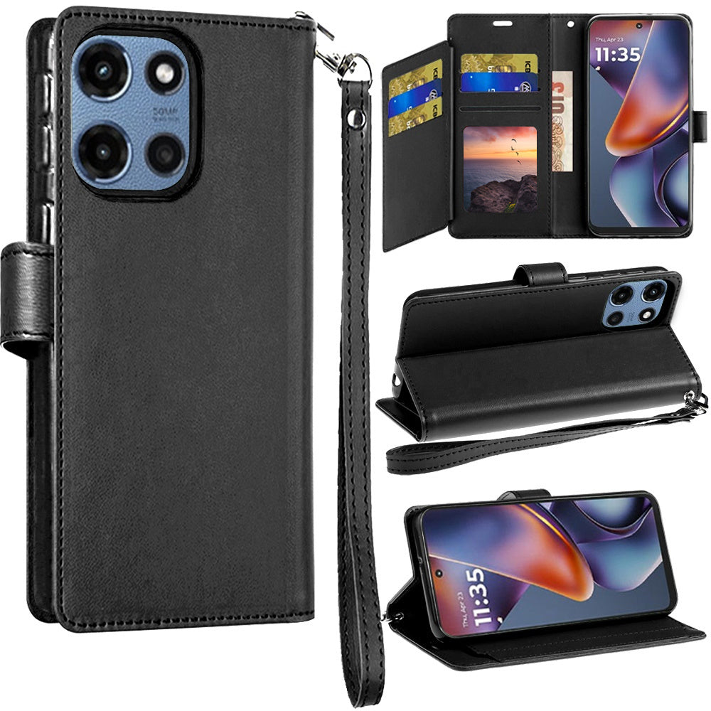 For Motorola Moto G 5G 2025 Phone Case, PU Leather Wallet Stand ID Card Holder Cover