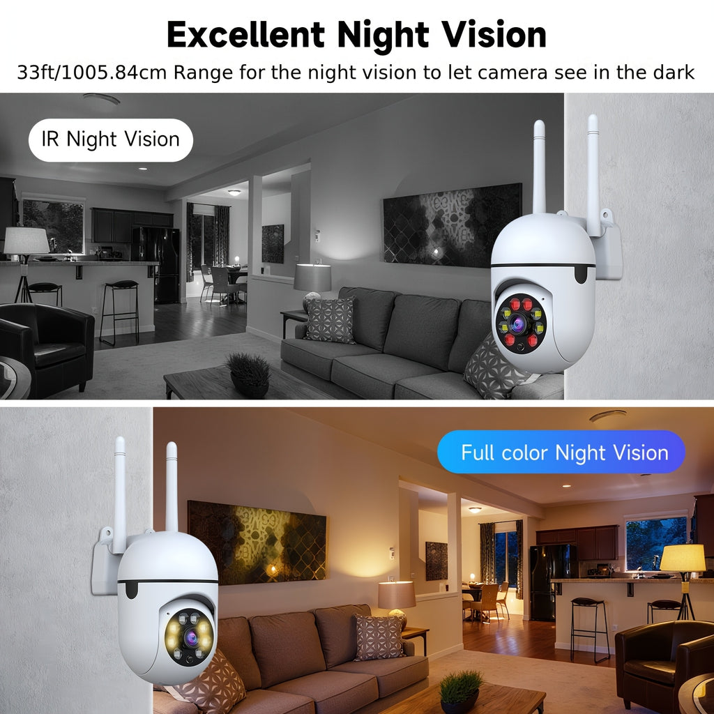 2pcs Dual-Band 2.4/5G WiFi Security Wireless Camera, 355° Pan, AI Motion Detection, Two-Way Audio, Color Night Vision, Cloud & SD Storage, Baby Monitor, Perfect Festival Gifts