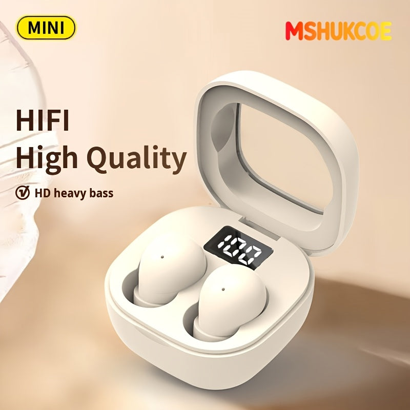 MSHUKCOE Invisible Sleeping Headphones - Ultra Thin Sports in Ear Wireless Wireless Earphones, 6D Bass Sound Effect HIFI Music Earbuds, Low Latency, Dual Noise Reduction And Sleep/Game Mode, Ultra Long Battery Life, Suitable for Birthday Gifts