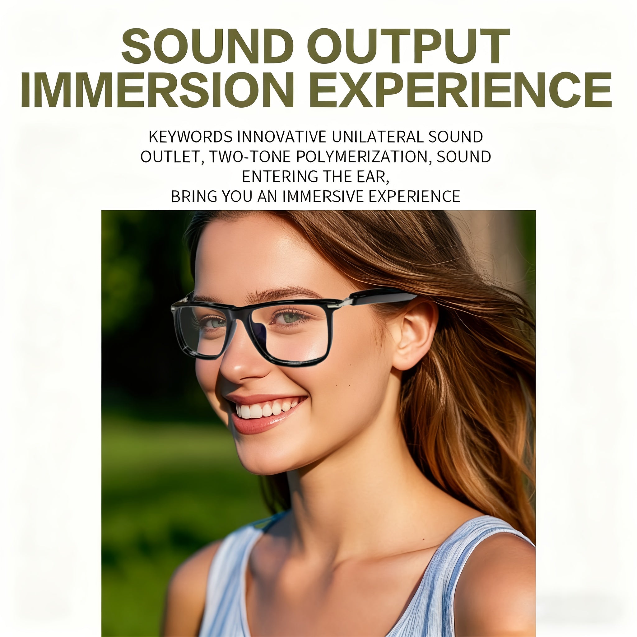 Smart Wireless 5.3 Multi-Functional Glasses, Wireless Call, Play Music, Outdoor Sports, Headphone Rechargeable, HIFI Sound Quality, Long Life, Black Technology, Anti-Blue Light, Anti-Ultraviolet Lens, Unisex, Birthday/Christmas Gift, Halloween Gift