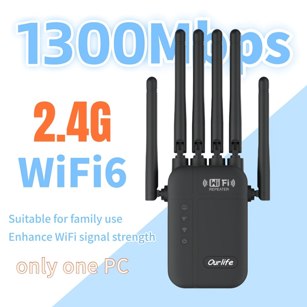 2pcs WiFi Signal Extender Dual 2.4GHz 5GHz Signal Booster Repeater 1200Mbps Speed Wall Penetrating 10000 Square Feet Coverage Connects Multiple Devices Black