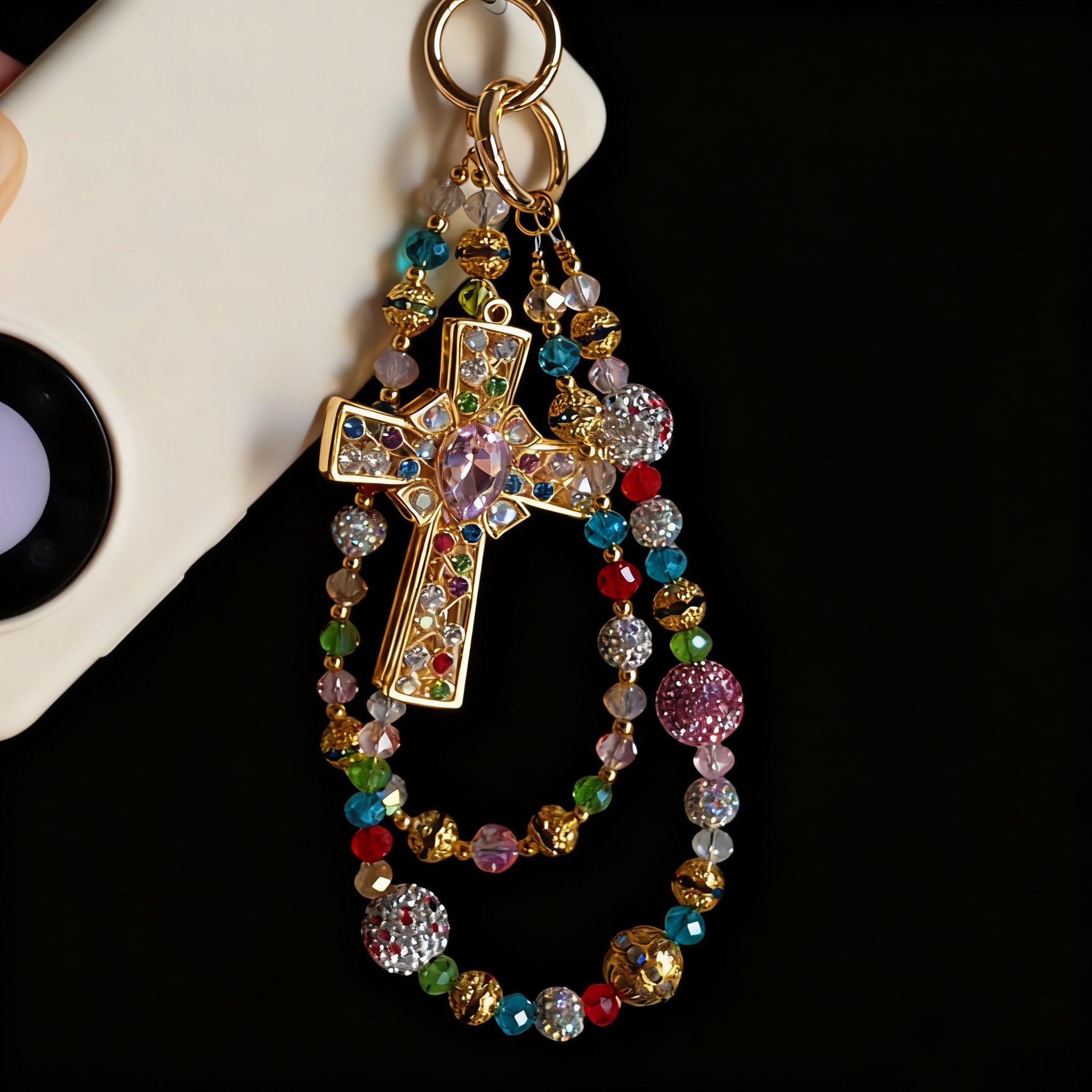 Shining Heavy Industry Cross Phone Chain High-End Luxury Keychain Mini Bag Chain Rich Lady Chain Women Keychain Pendant Fashion Bag Decoration