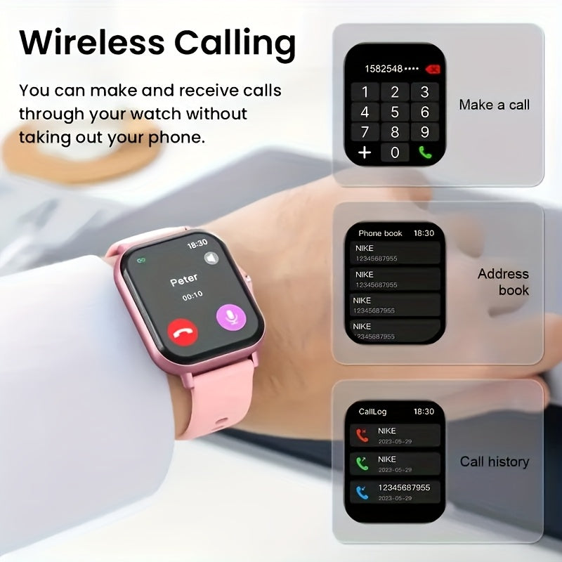 New Smartwatch -1.83in Full Touchscreen Smartwatch - Comes with A Free Strap, Android And iPhone Phone Answering, Message Notifications, Step And Calorie Tracking, Multiple Exercise Modes, Pedometer, Weather Reminder, Suitable for Both Men And Women