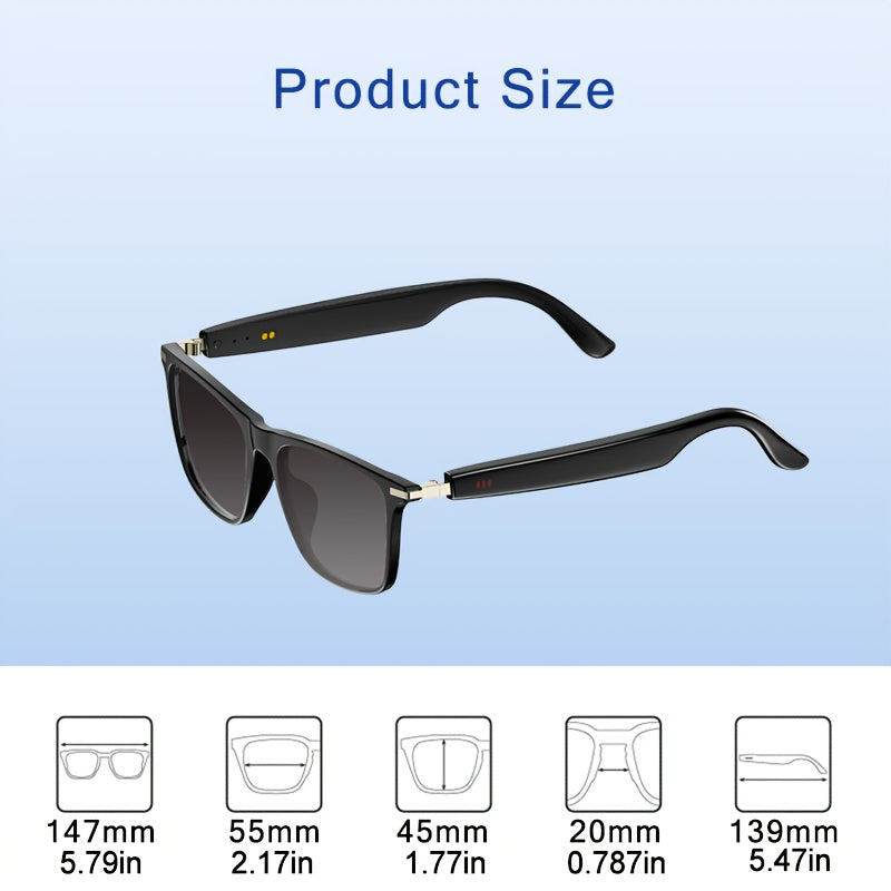 Smart Wireless 5.3 Multi-Functional Glasses, Wireless Call, Play Music, Outdoor Sports, Headphone Rechargeable, HIFI Sound Quality, Long Life, Black Technology, Anti-Blue Light, Anti-Ultraviolet Lens, Unisex, Birthday/Christmas Gift, Halloween Gift
