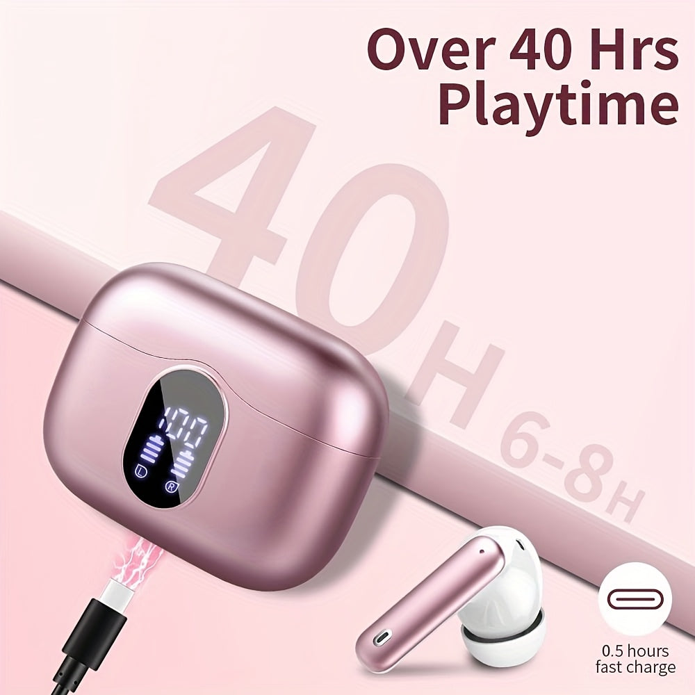 Wireless Earbuds, Wireless 5.3 Headset Bass Stereo, Earbuds with Noise Cancelling Microphone LED Display, in Ear Headphones, 36 Hours Playback Time, Suitable for Laptop Pad Mobile Phone Exercise