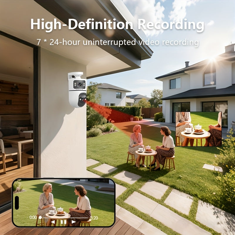 2.4G&5GHz Wireless WiFi, 4K Outdoor with Dual Lenses Security Camera, Rain-proofRotating, Night Vision, Dynamic Detection, Two-Way Call, Wifi Connectivity - Imagery & Christmas Halloween Decorations, Thanksgiving Day Gift, Cameras for Home Security.