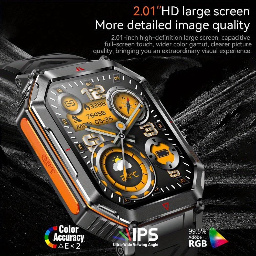 Outdoor Adventure Smartwatch, All-metal Body Design, Rugged And Durable, Built-in GPS For Accurate Positioning, IPX8 Waterproof, Altimeter And Barometer Compass, With LED Flashlight, Supports Making And Receiving Calls, Message Reminders