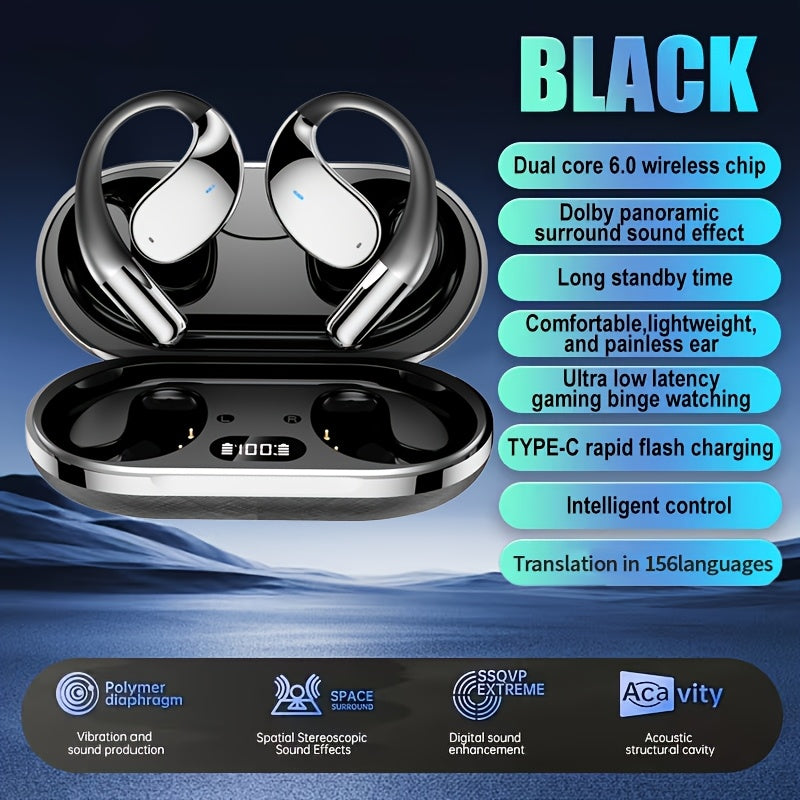 AI Language Translator Earbuds, OWS Real-Time 3-in-1 Translation Earbuds 156 Languages & Accents, Translation Device For Travel Business Learning, Wireless 6.0 Wireless Earbuds, Headphones, Audifonos, Openearbuds