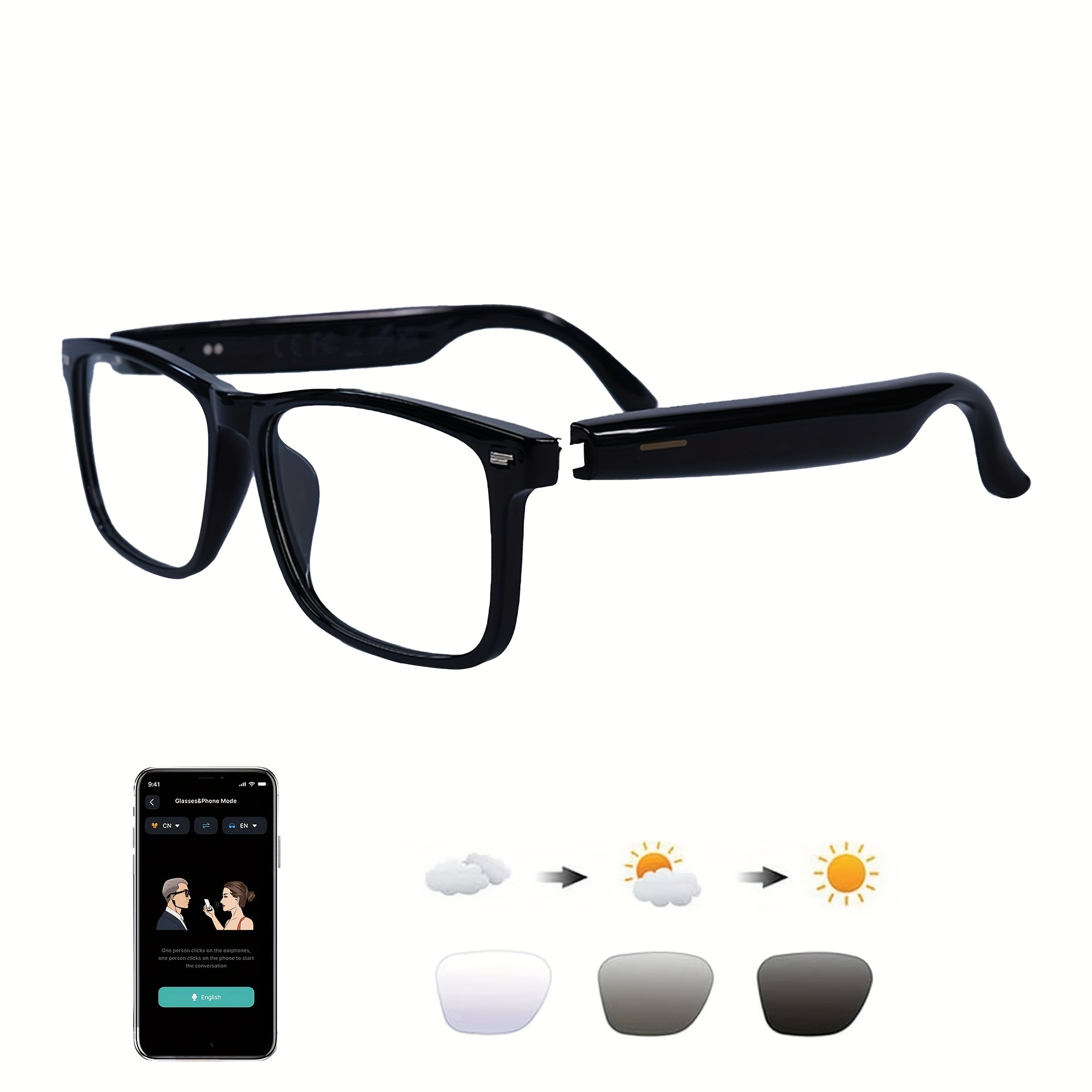 OICIIDO New AI Smart Glasses Support Real-time Translation for 160+ Languages And Video Translation. Equipped with Chat GPT System. Multifunctional Audio Glasses for Men And Women. Built-in Microphone And Speaker. HD Voice Calls And Hi-Fi Music