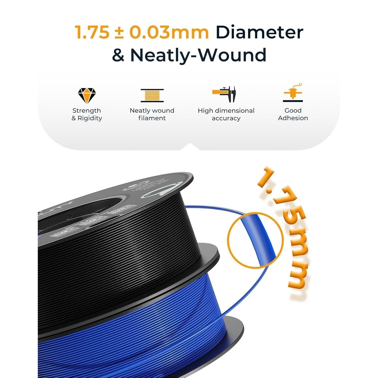 1.75mm PLA 3D printing filament, available in multiple colors, 250g PLA filament, high dimensional accuracy, neat winding filament for 3D printers, flexible PLA 3D printer filament 1.75mm, widely compatible with most FDM 3D printers, strong and tough 3D p