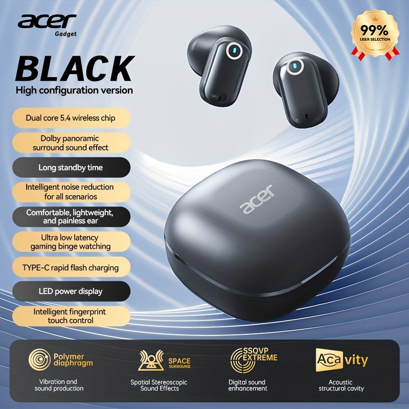Acer OHR501 Wireless Audio Earbuds Feature a Semi-In-Ear Design with Noise Cancellation, Delivering High-Fidelity Sound Quality. These Music Earphones Are Ideal for Commuting And Fitness, Equipped with Touch Controls And Voice Call Noise Reduction