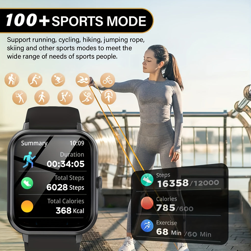 Smart Watch Compatible for iPhone & Android with 1.83” HD+ Full Touch Screen, Wireless 5.2, Wireless Calling, Step Tracker, Distance & Calorie Counter, Compatible Smart Wristband for Men & Women - Unisex Fitness Watch Gift