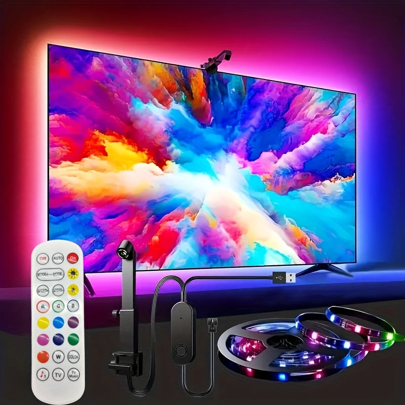 [Christmas Decorations] 2026 New RGB TV Backlights - 3.8M Smart LED Strip Lights Adjustable Brightness & Color for 35-80 Inch TVs, USB Lighting for Movies, Gaming Setups, Vibrant Light Effects, Remote-Controlled Lighting, Home Theater Enthusiasts, Christm