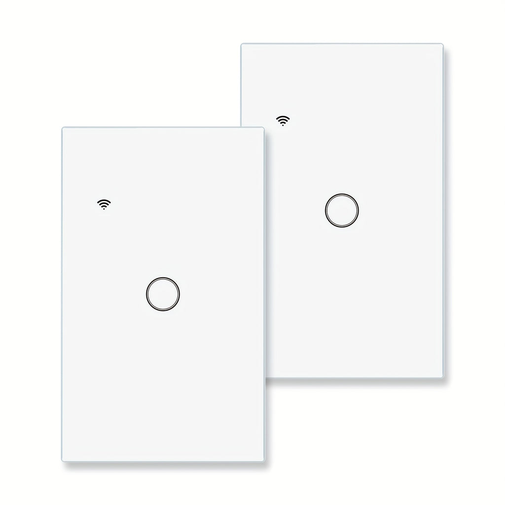 MOES 2/3 Packs Smart Touch Wall Switch, 1/2/3 Gang 2.4GHz Wi-Fi Single Fire Single Pole Switch, No Neutral Wire Required, Remote MOES APP Control, Compatible With Alexa And Google Home 110V White