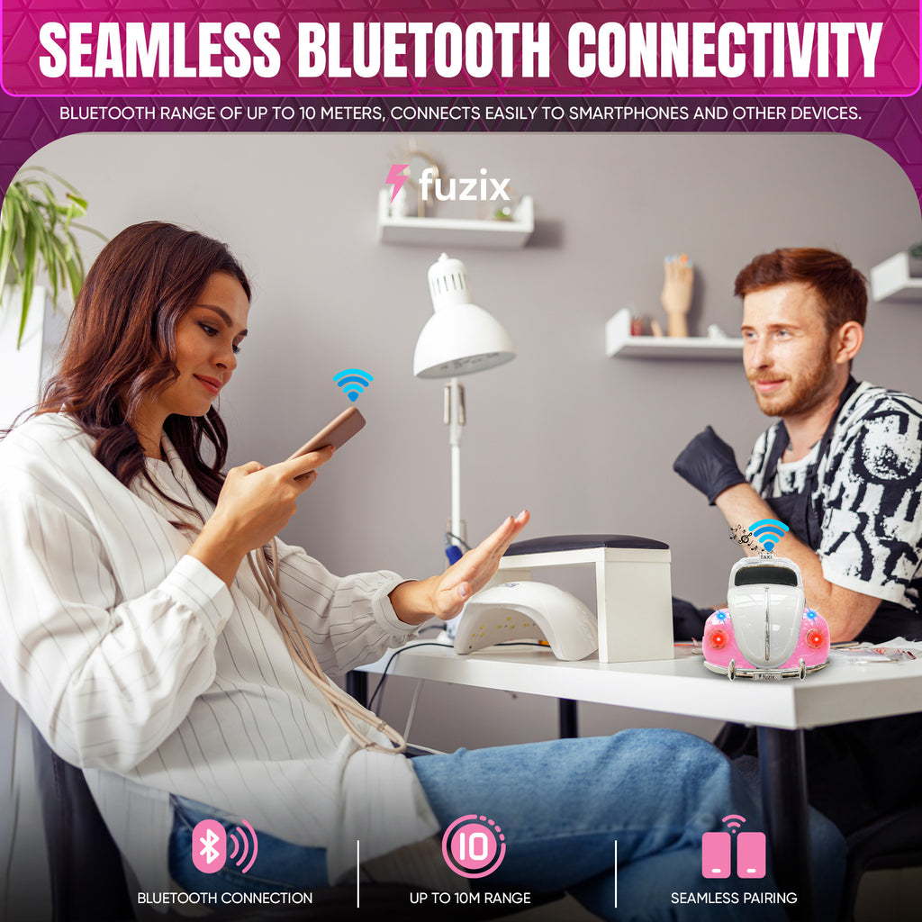 Fuzix WS-1958 Car Bluetooth Portable Speaker, Retro Car-Style Wireless Stereo Speaker with LED Headlights and Taillights, AUX/USB/TF/FM Radio Support, Rechargeable Battery, Clear and Powerful Sound Quality, Multiple Playback Modes, High-Quality Festival G