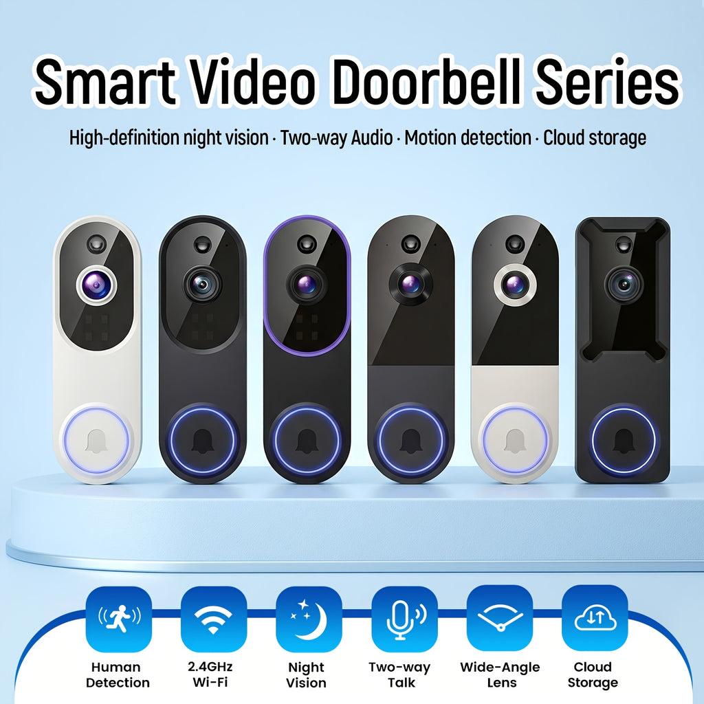 2K Wireless Camera, Multi-combination Smart Doorbell, 166° Wide-angle Video Surveillance, Two-way Voice Intercom, Cloud Storage, Support For Rechargeable Batteries, Equipped With AI Human Body Detection And 2.4G WiFi Connection, Clear Night Vision
