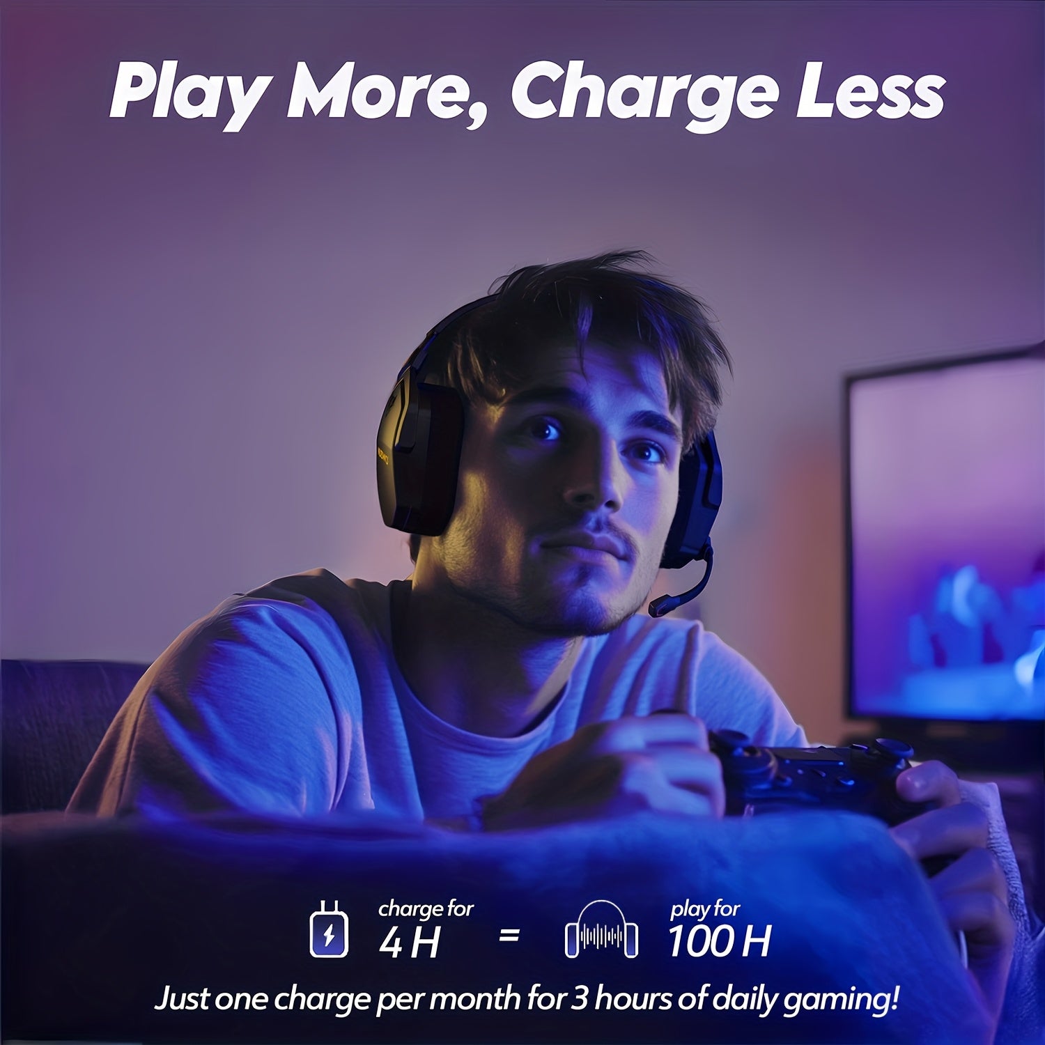 NUBWO G06 2.4GHz Gaming Earphones, Wireless Wireless Earphones, 7.1 Sound Effects, Sound Positioning, Long-term Wear Without Pain, High-definition Dual Directional Microphone, 23ms Ultra Low Latency, 100h 1200mAh Large Capacity Battery