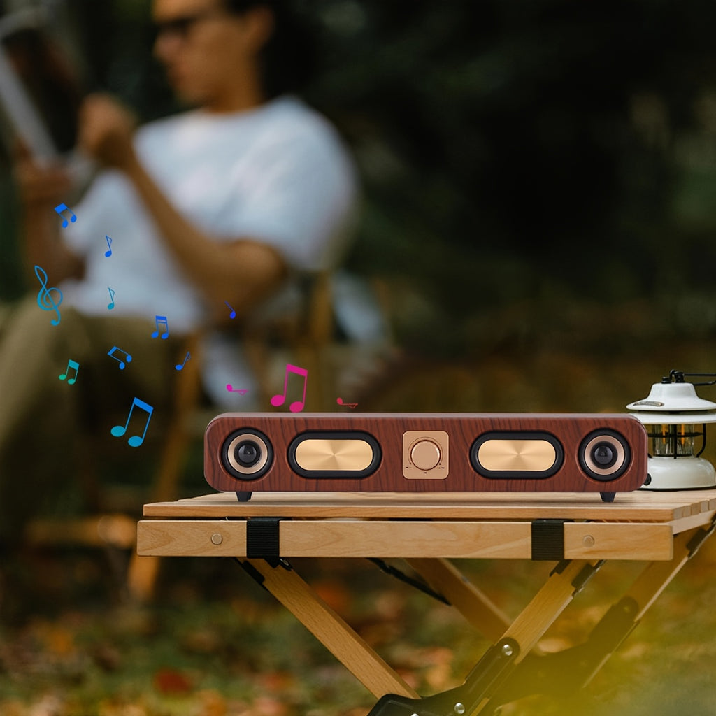 [Vintage|Wireless] Vintage 10W Wireless Bluetooth Sound Bar | Dual 2'' Speakers USB Wired, 3.5mm Aux-in Computer Speakers for Desktop Monitor
