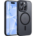 [Holiday Gift] Phone Case: Phone Case for iPhone 12/13/14/15/16 Plus/Pro/Pro Max - Magnetic Charging Compatible, Full Camera Protection, Drop-Resistant Matte Translucent Back Bumper Cover - Black, Gray, Blue - Holiday Gift - Screen Protectors