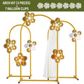 3pcs Golden Photo Backdrop Arch (7.2/6.6/6ft) - Metal Wedding Ceremony Party Frame for Birthday Graduation Photography Background Decor, Perfect Halloween Gift, Thanksgiving Gift, Christmas Gift