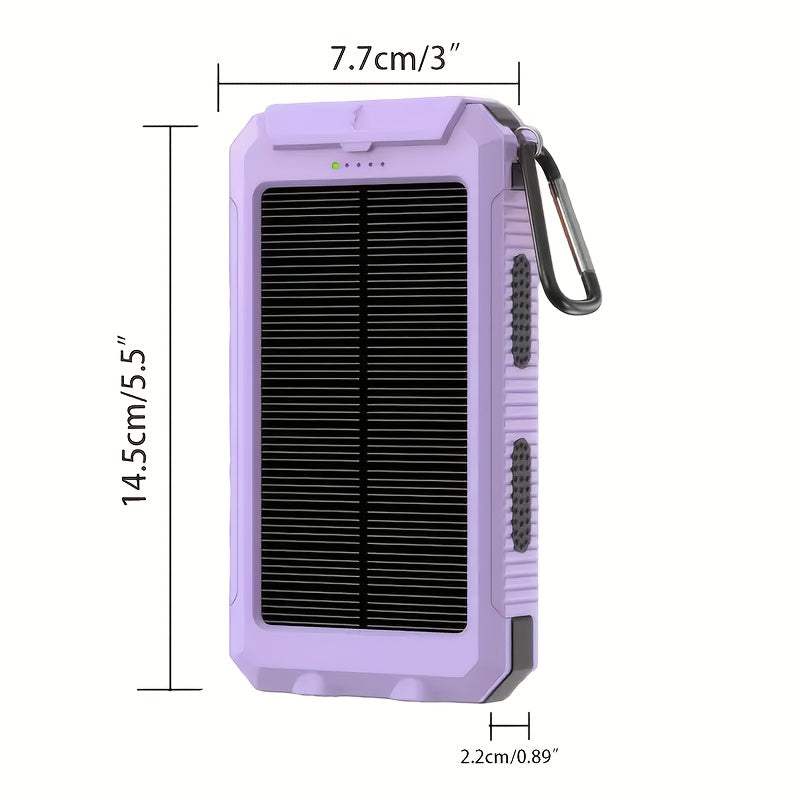 2025 Super 10000mAh USB Portable Charger Solar Power Bank for Mobile Phones, Solar Power Bank, Mobile Power Bank, Portable Charger for All Devices - Long-lasting, Travel Camping, LED Flashlight, Compass, And Hiking Clip, Best Gift for Holidays