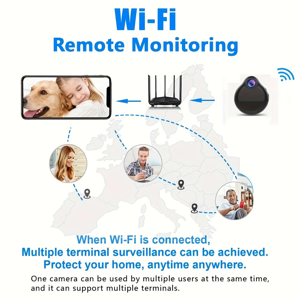 WIFI Wireless Wearable Body Micro Cam, Camera Motion Sensor Video Voice Recorder Home Security Camcorders, Nanny Surveillance Camera Wifi Webcam Micro Camera Built in Battery