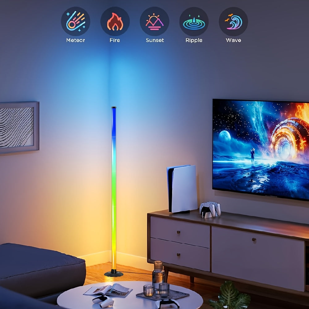 Intelligent LED Floor Lamp RGBICB Mood Atmosphere Lamp Modern Easy Wind Backlight App/Remote Control Double Control, Home Office Lighting Bedside Decoration Lamp Electric Competition Study Decoration Holiday Birthday Gift Halloween Christmas Decorat
