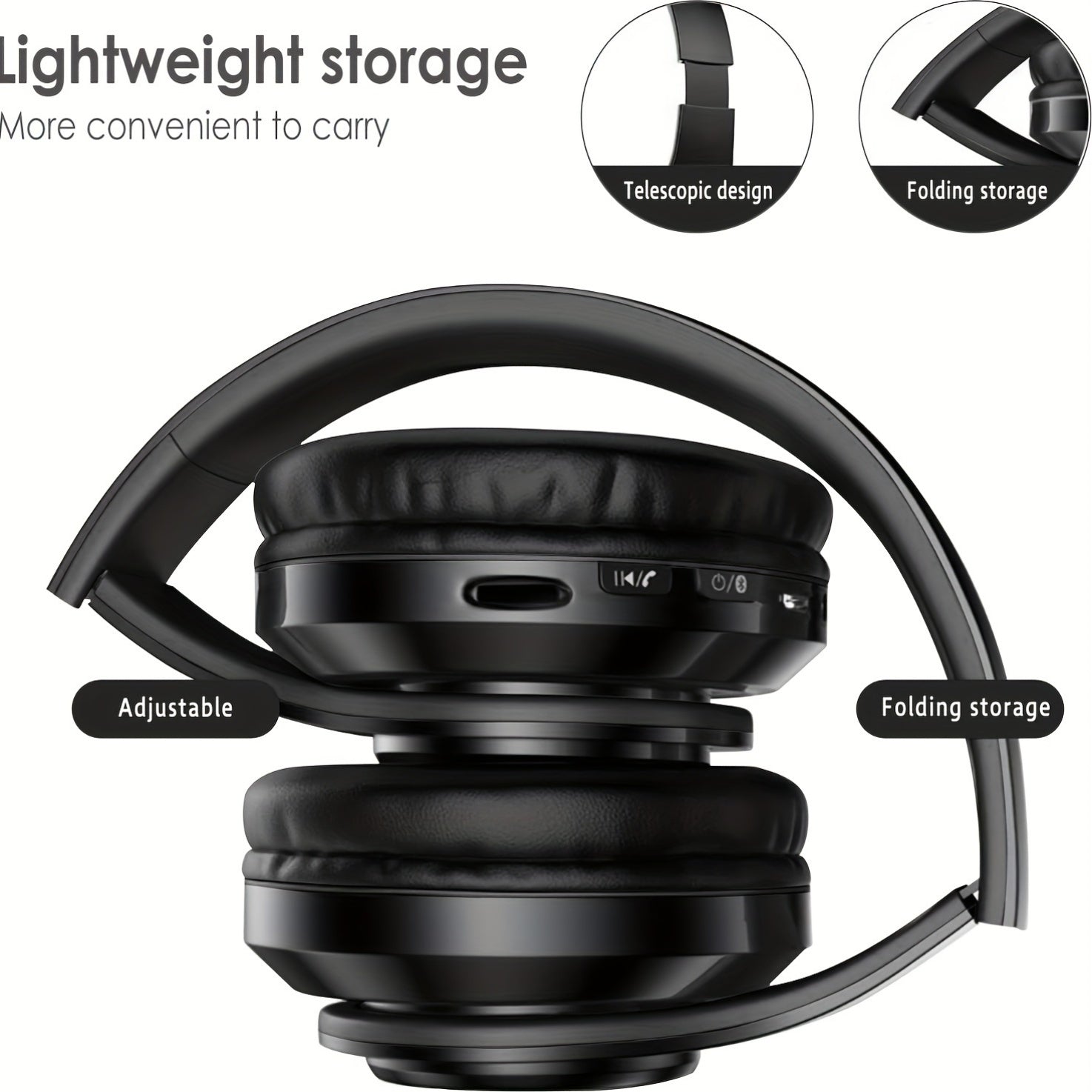 Updated Wireless Headphones And Earbuds Featuring Deep Bass, Lightweight And Foldable Design, Built-In Microphone, Compatible with 3.5Mm Audio Cables, Providing Stereo Sound for Travel, Work, Laptops