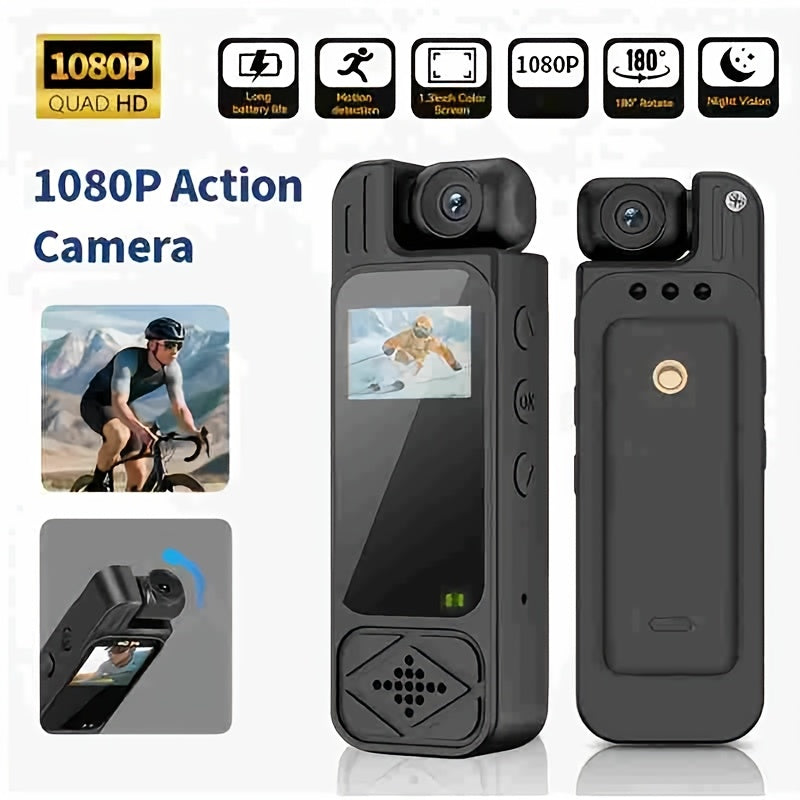 Intelligent Recording Device - 1080P High Definition Body Camera, Lens That Rotates 180 Degrees, Portable Handheld Camcorder, USB Rechargeable, Ideal Present for Celebrations And Anniversaries