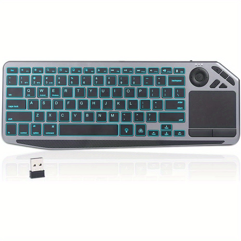 Wireless 2. 4G Wireless Touch Dual-Mode Keyboard Computer Tablet Smart TV Keyboard Multimedia Hot Key Keyboard Colorful Luminous Keyboard
