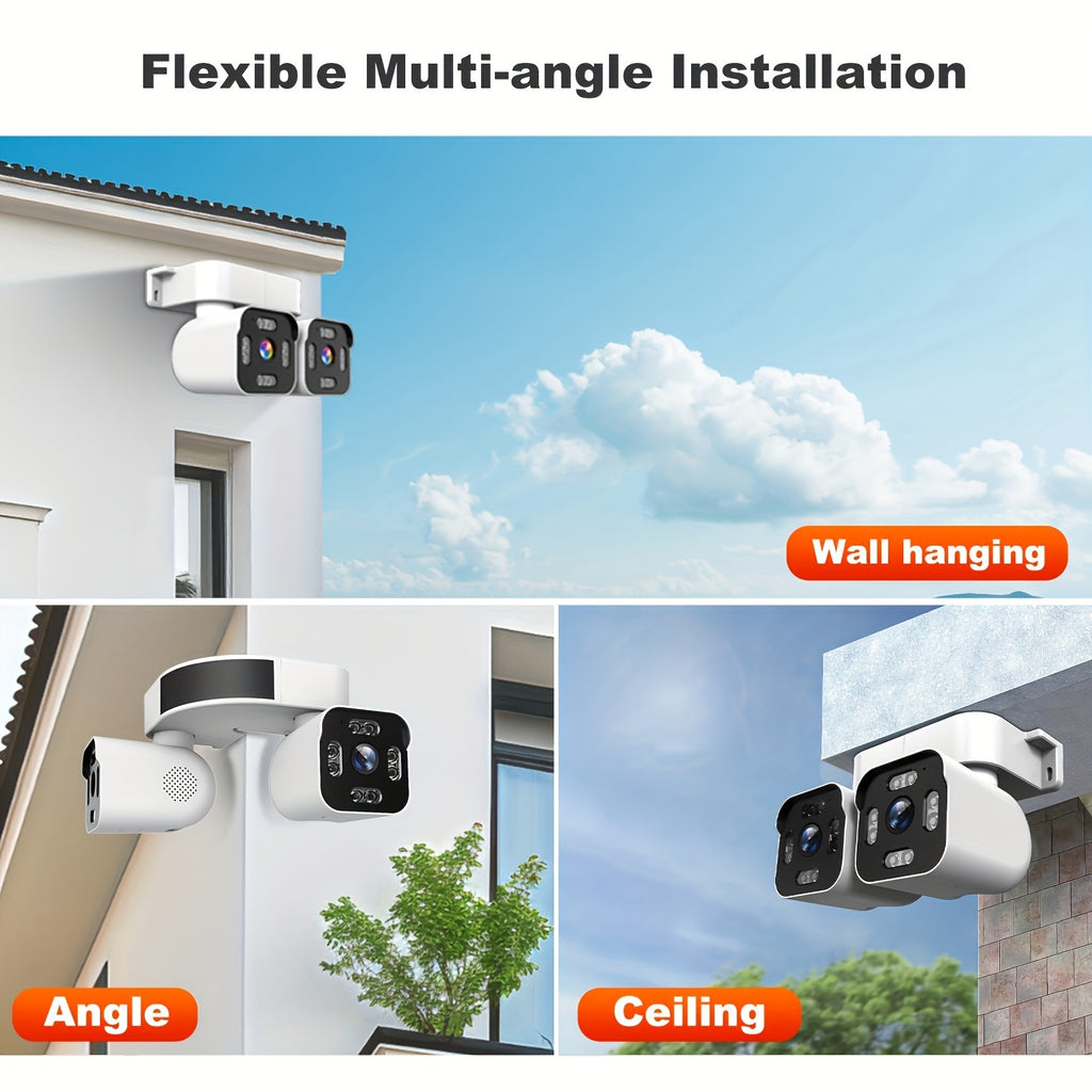 Dual Lens PTZ Security Camera Outdoor Wireless with 360° Pan-Tilt-Zoom, 5.0MP Motion Sensor, Two-Way Audio & Siren Alarm, Night Vision, WiFi Suitable for Home Security System, /Outdoor Surveillance Camera with App