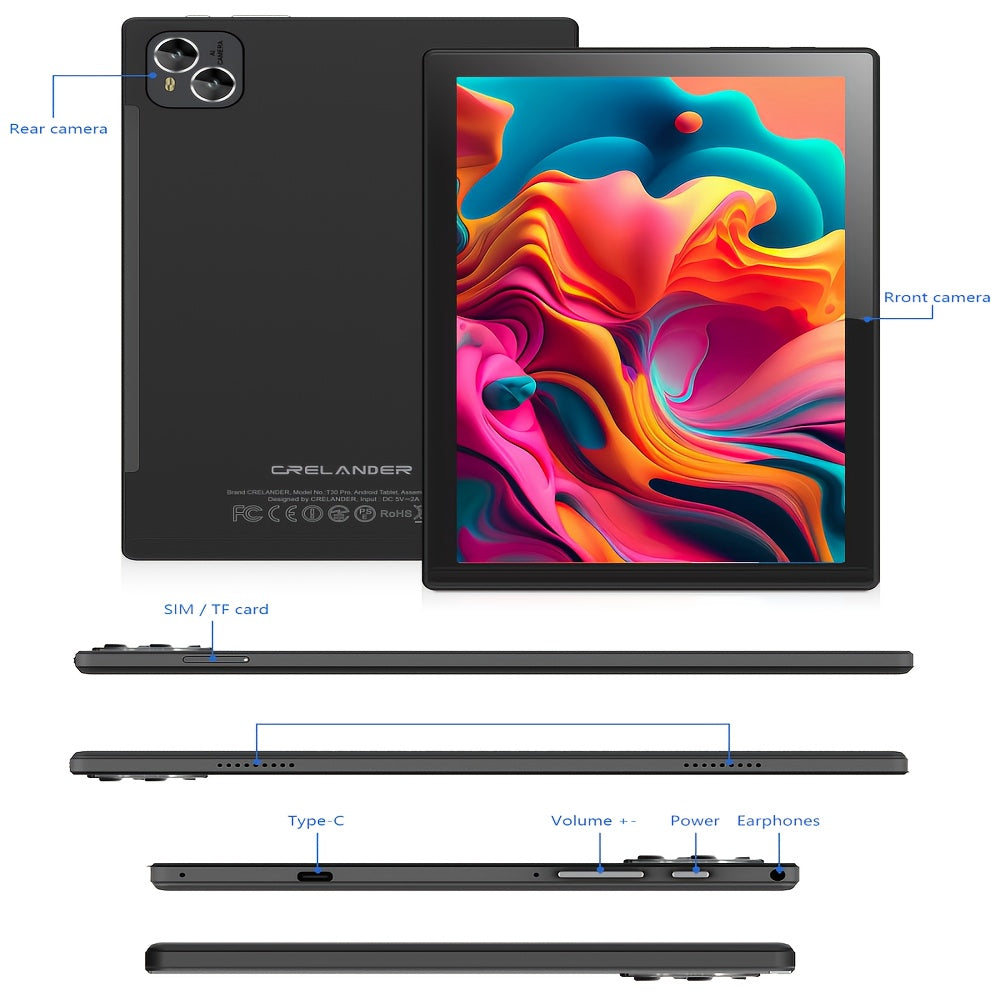 [Ideal Gift] CR 2025 NEW Android Tablet, 10. 1-inch 1280x800 HD Touch Screen, ROM 128GB with Support 1TB TF Card Extension, MTK CPU, with Keyboard, Protective Case, Mouse, Stylus(No Electricity) As Gift, 5G/2. 4G Wi-Fi, 5+8MP Dual Camera, Type-C Port 2in
