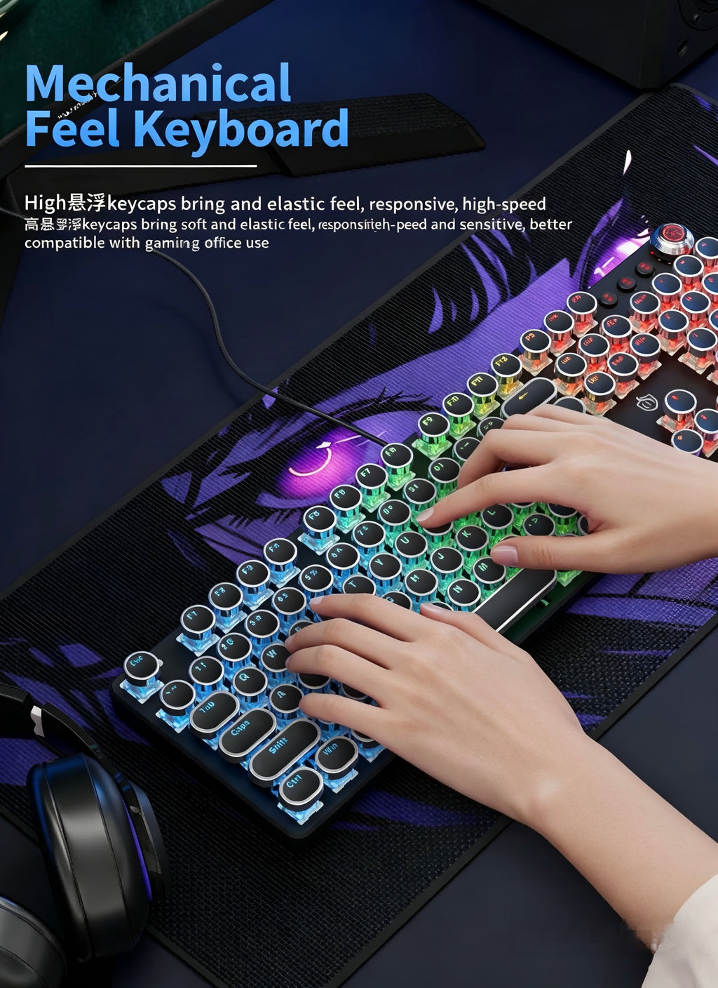 Typewriter Mechanical Keyboard Green Shaft Punk Gaming Laptop Office Wired Real Mechanical Keyboard Mother'S Day Gift