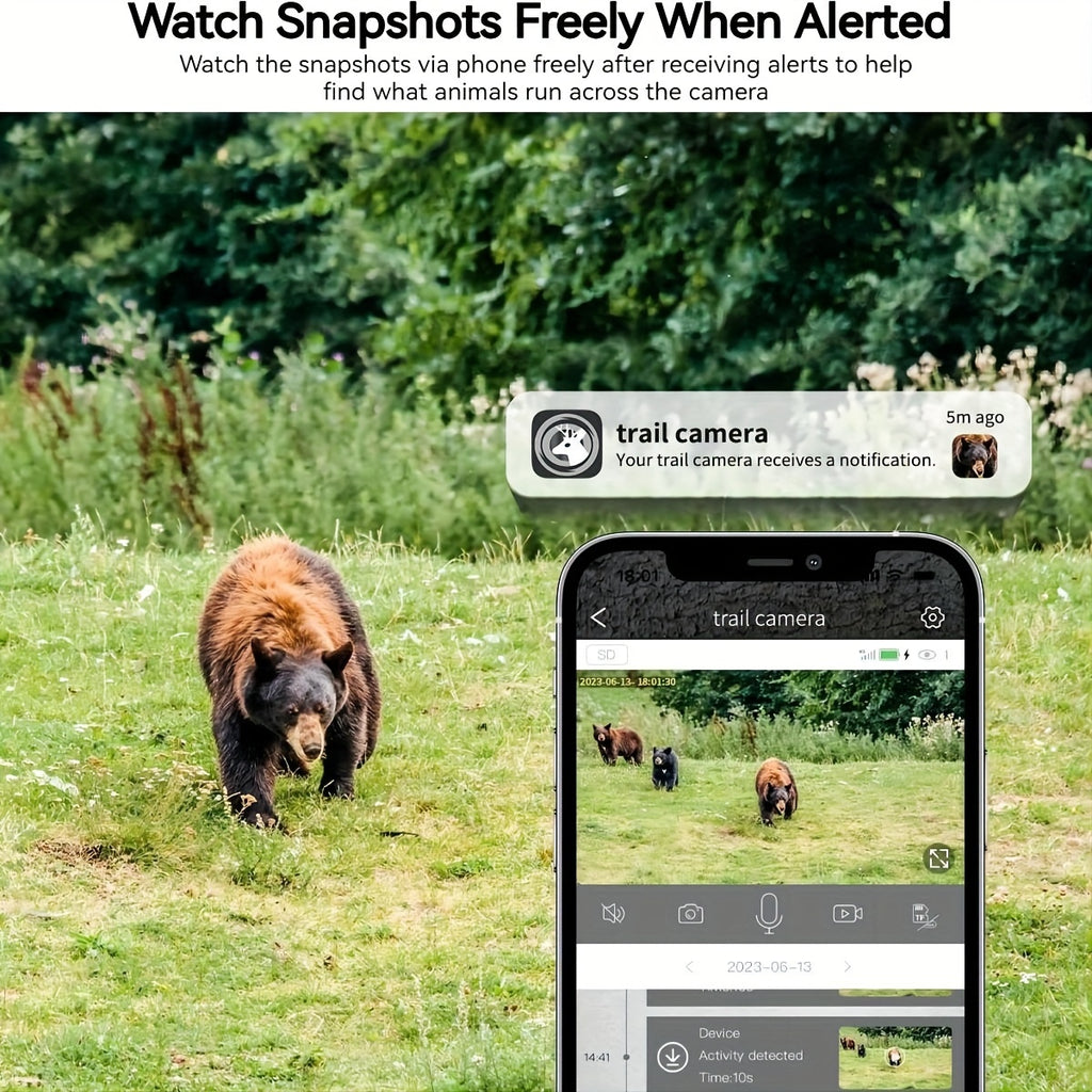 4pcs 4G LTE Cellular Trail Cameras with Ultra-HD Live View, Automatic Night Vision, A Built-in SIM Card, Remote Phone Access, 0.2s Motion Activation, And A Solar Panel for Use In Areas Without WiFi Signals. IP65 Waterproofing Makes Them Ideal for Hunting
