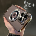 Phone Case: Phone Case - Luxury Hollow Logo Electroplated Transparent Magnetic Wireless Charging Phone Case Suitable for iPhone 11/12/13/14/15/16/17 Air Pro Max Plus TPU Shockproof with Lens Film for Clear Logo Display Soft Cover