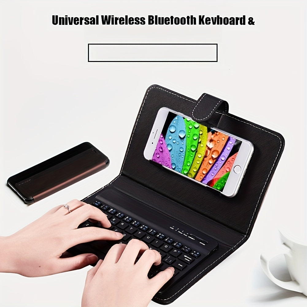 Portable Wireless Keyboard - Full-Size, Foldable, Black PU Leather, for Smartphones, Tablets, Laptops, Smartphone Typing, Laptop Accessory, Compact Style, Foldable Design, Smooth Typing, Highquality Keys, Business Professionals, Digital Nomads