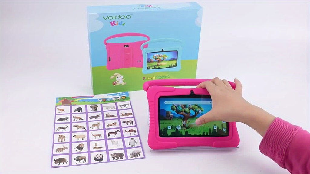 Veidoo, 7 Inch Kids Tablet, Security Eye Screen, Wifi, 2GB RAM 32GB ROM, Dual Camera, Educational Games, Parental Control APP, Android Tablet, Tablet with Drop-Proof Silicone Cover, Tablet, Pad, Tablet, Pad